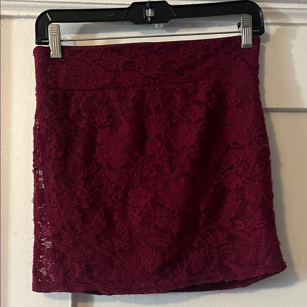 Elegant Burgundy Lace Skirt